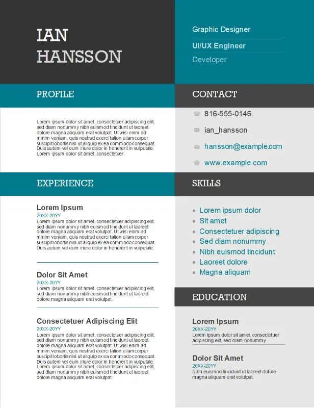 Color Block Resume Template In Word-doc