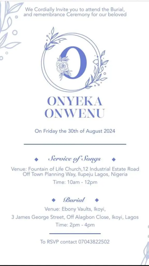 Onyeka Onwenu's Burial Scheduled for Today 1 IMG 6404